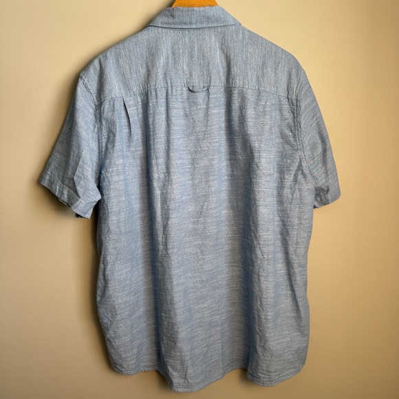 Hurley Men's Chambray Woven Short Sleeve‎ Button Up Cotton Shirt Blue XXL Casual - Picture 7 of 14